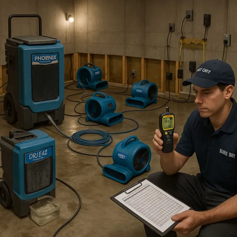 Structural Drying and Dehumidification process in Willow Park, TX